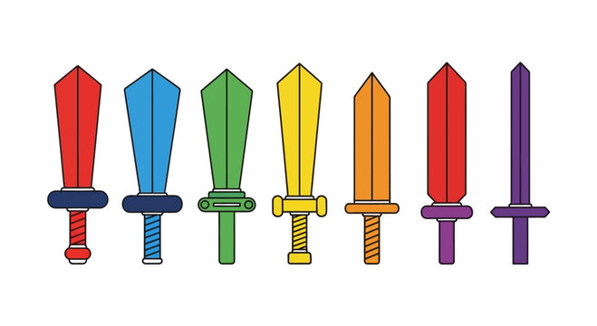 Rainbow Swords Collection: Fantasy Weapons, Game Assets, Colorful Blades