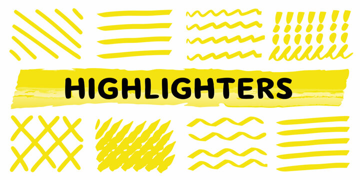 A collection of yellow highlighter marks and the word highlighters