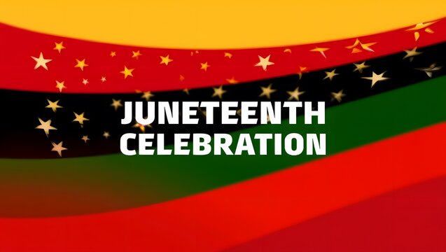 Vibrant juneteenth celebration banner with stars and stripes design