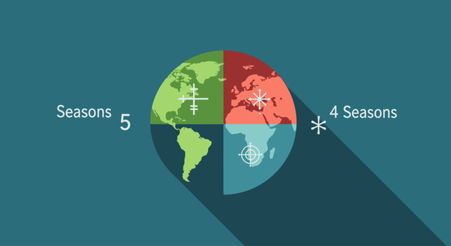 Earth Divided into Four Seasons, Representing Global Climate Change and Time