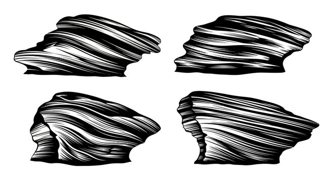 Vintage Rock Formations, Geological Wonders, Textured Stone, Natural Sculptures, Black and White