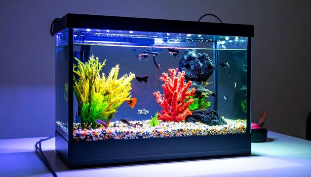 Aquarium with colorful fish and decor
