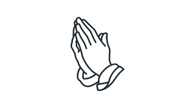 Praying hands in a gesture of supplication or gratitude clasped together in a simple line drawing