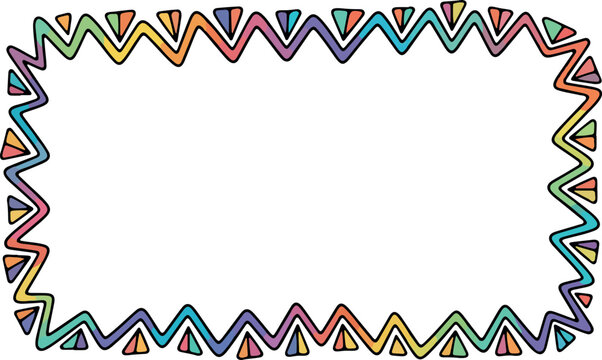 Colorful abstract zigzag border vector, decorative frame with colorful geometric patterns for graphic design projects
