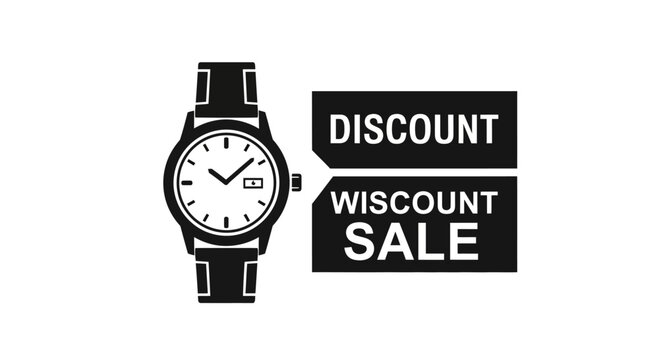 Discount Sale on Wristwatch - Black and White Icon