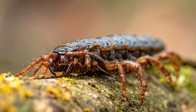 Closeup of a Ground Beetle on Wood.