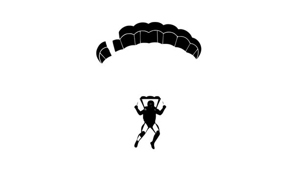 Extreme sports parachuting sky adventure cartoon vector illustration