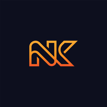Gradient NK Monogram Logo Design 