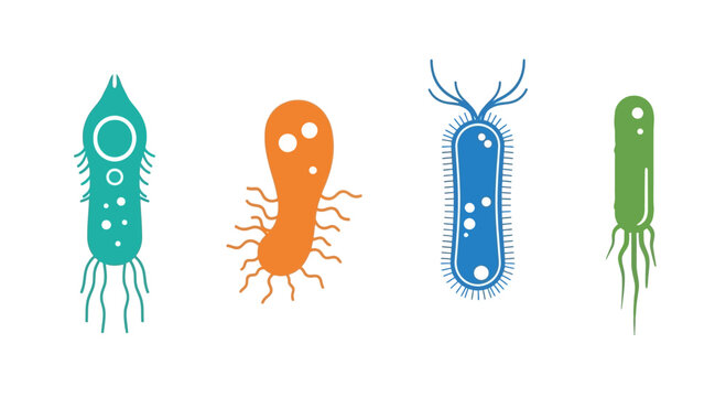 Colorful Microscopic Bacteria and Microorganisms Collection