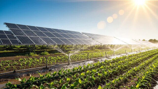 Solar Panels and Irrigation System in Sustainable Agrivoltaic Farm