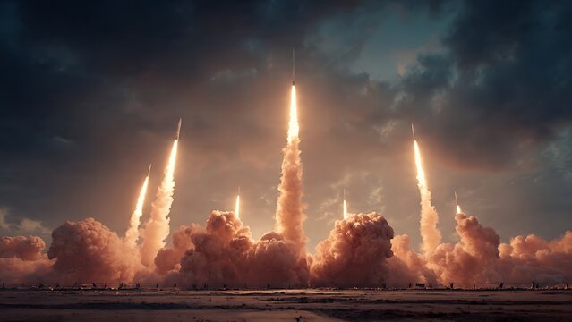 Missile Launch with Fire and Smoke