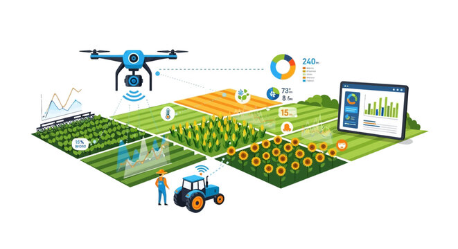 Precision agriculture technology farming concept.