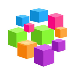 Fototapeta premium Vibrant 3D Cubes Abstract Arrangement - Colorful Geometric Blocks