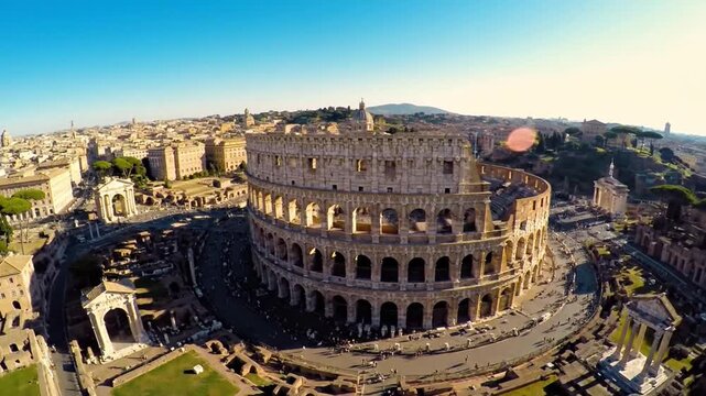 Aerial view of the Colosseum in Rome.