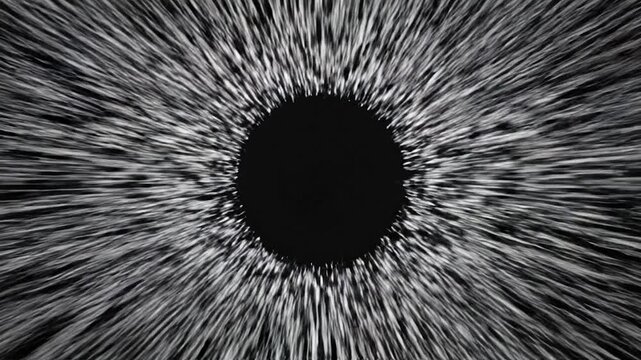Abstract black hole with white streaks.