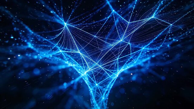 Abstract blue digital network background with glowing dots