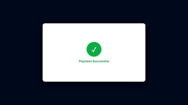 Payment successfully occurs on screen with symbol and massage
