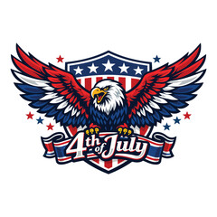 Fototapeta premium 4th of July Patriotic Eagle Badge USA Independence Day Vintage Design