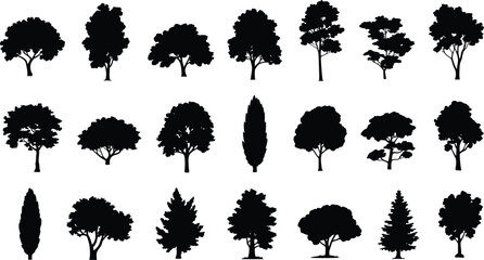 Collection of black tree silhouettes  © MDRAJU