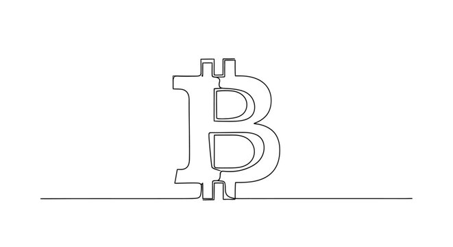 Bitcoin Symbol, Cryptocurrency Logo, Digital Currency, Blockchain Technology, Minimalist Line Art