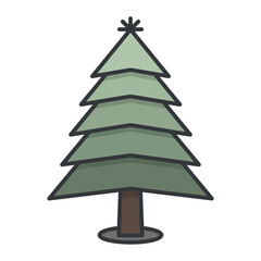 Fototapeta premium Cartoon Pine Tree Icon Vector Illustration