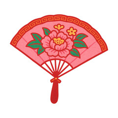 Fototapeta premium PNG Elegant floral decorative fan illustration.