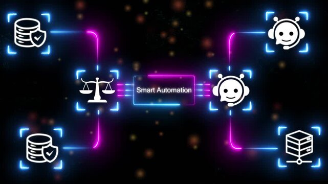 Smart Automation Concept digital law software development data analytics cybersecurity intelligence smart automation.