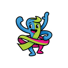 Obraz premium Colorful dancing ribbon character