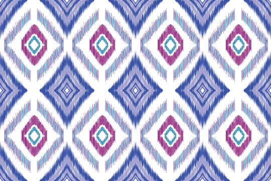 A high-quality seamless Ikat vector pattern featuring contemporary geometric diamond shapes.