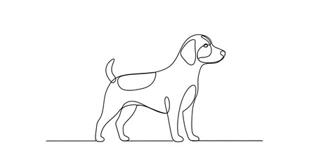 Fototapeta premium Minimalist single line drawing of a Jack Russell Terrier standing on a white background