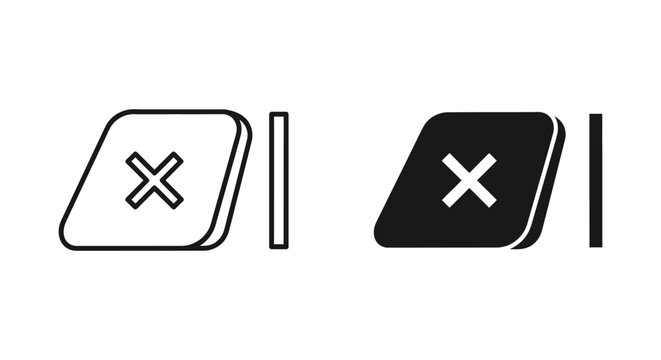 Minimalist Backspace and Delete Key Icons in Outline and Solid Styles for UI UX Design and Digital Interfaces