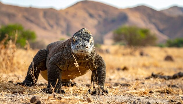 Komodo dragon reptile in natural habitat