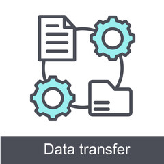 Obraz premium Data Transfer Blue Vector Icon On White Background 