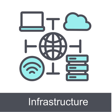 Infrastructure Blue Vector Icon On White Background
