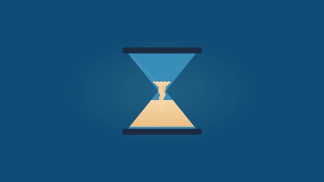 Stylized hourglass icon depicting the passage of time, with golden sand falling against a deep blue background, symbolizing deadlines, temporal measurement, and the continuous flow of moments