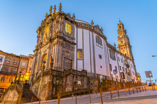 Sunset view of Porto's historic district featuring the Porto Cathedral , Portugal
