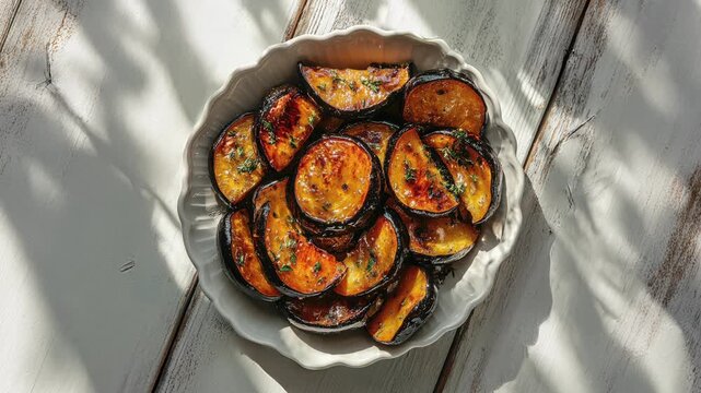 baked acorn squash with maple glaze on rustic wooden table