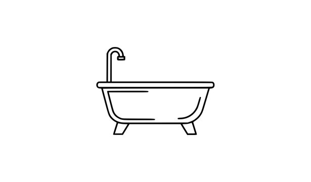 Minimal Bathtub Icon &ndash; Abstract Bathroom Vector Symbol