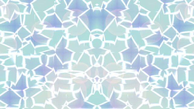 Abstract pattern of glowing geometric fragments in serene blue, white, and purple, evoking a fractured ice or shimmering crystal mosaic for modern design