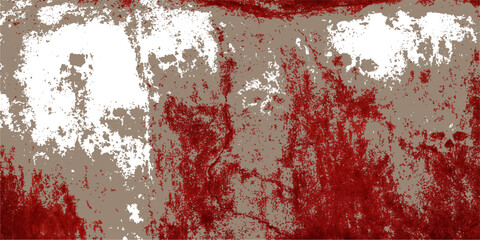 An abstract red grunge background features a weathered wall texture with splatters of dark paint and rusty metal patterns for a dirty aged design © SUMAYAAKTER