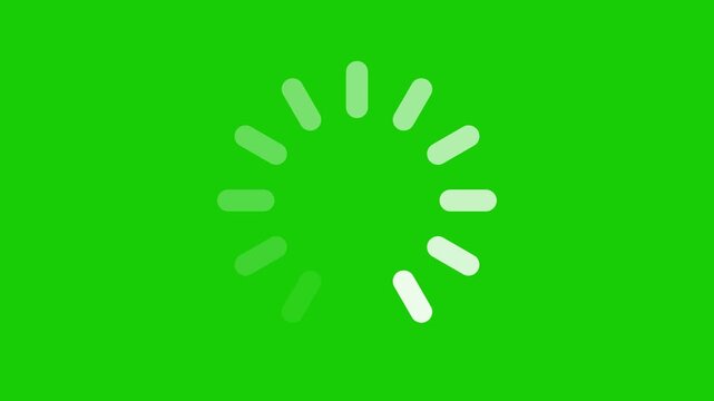 Animated White Loading Spinner Icon on Chroma Key Green Screen Background
