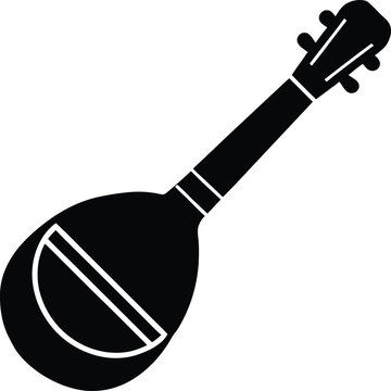 dotara musical instrument silhouette vector art illustration, black and white design