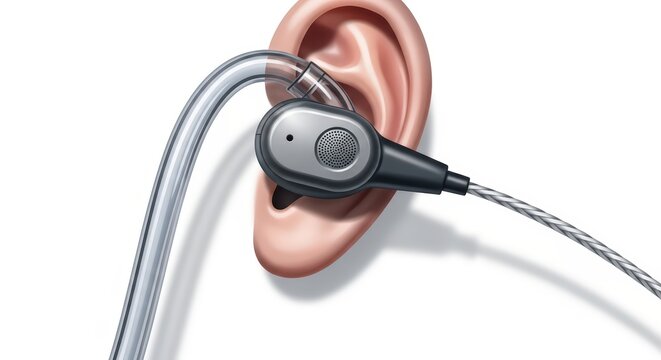 Illustration of In-Ear Monitor Earbud with Over-Ear Hook and Human Ear