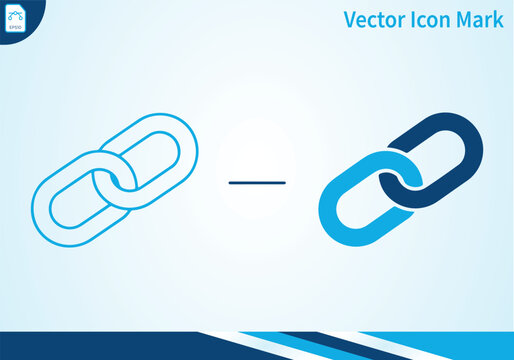 Link chain icon in outline and glyph style vector connection mark.