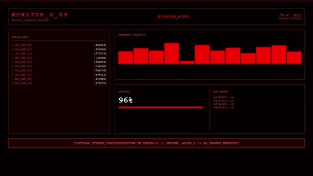 Security Monitor System Critical Alert Data Stream Digital Dashboard Concept.