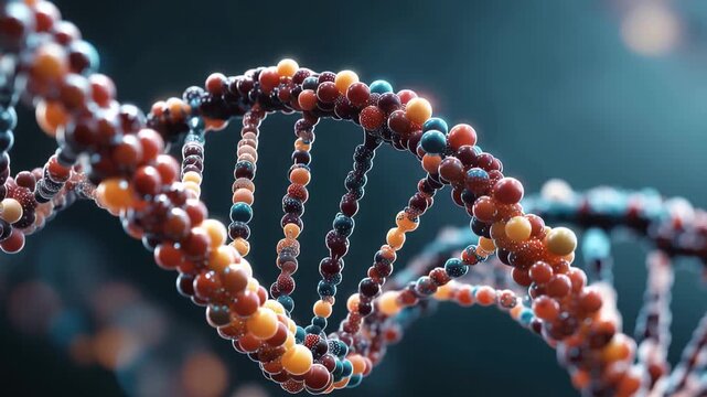 Molecular model illustrating the complex helical structure of DNA essential for genetic information storage and transmission in organisms
