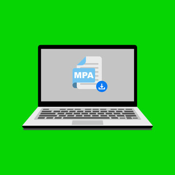 Laptop displaying MPA file download icon.
