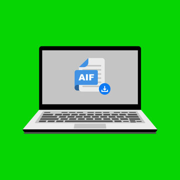 Laptop displaying AIF file icon with download symbol.