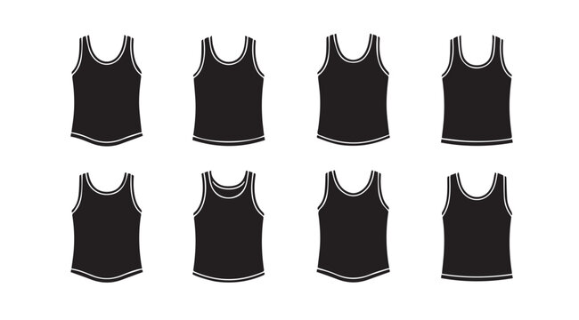 Collection of Black Tank Tops in a Grid Format for Apparel Design