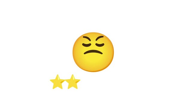 Emoji rating progression from bad to good with stars and party hat.